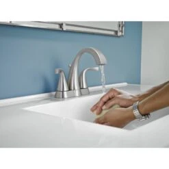 Moen Oxby Spot Resist Brushed Nickel 2-handle 4-in Centerset WaterSense Bathroom Sink Faucet With Drain -Valspa Bathroom Shop 026508262924 05103535 1800x1800
