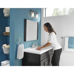 Moen Oxby Spot Resist Brushed Nickel 2-handle 4-in Centerset WaterSense Bathroom Sink Faucet With Drain -Valspa Bathroom Shop 026508262924 05103536 1800x1800