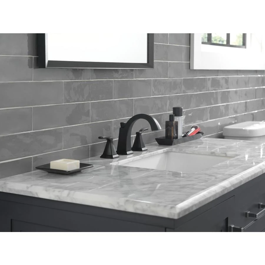 Delta Flynn Matte Black 2-handle Widespread WaterSense Bathroom Sink Faucet With Drain 6 Delta Flynn Matte Black 2-handle Widespread WaterSense Bathroom Sink Faucet With Drain - Image 4