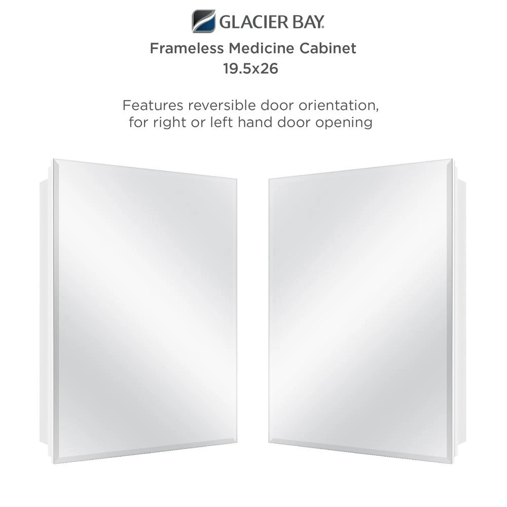 19-5/8 In. X 26 In. Recessed Or Surface Mount Beveled Frameless Medicine Cabinet 7 19-5/8 In. X 26 In. Recessed Or Surface Mount Beveled Frameless Medicine Cabinet - Image 5