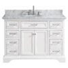 Windlowe 49 In. W X 22 In. D X 35 In. H Bath Vanity In White With Carrera Marble Vanity Top In White With White Sink
