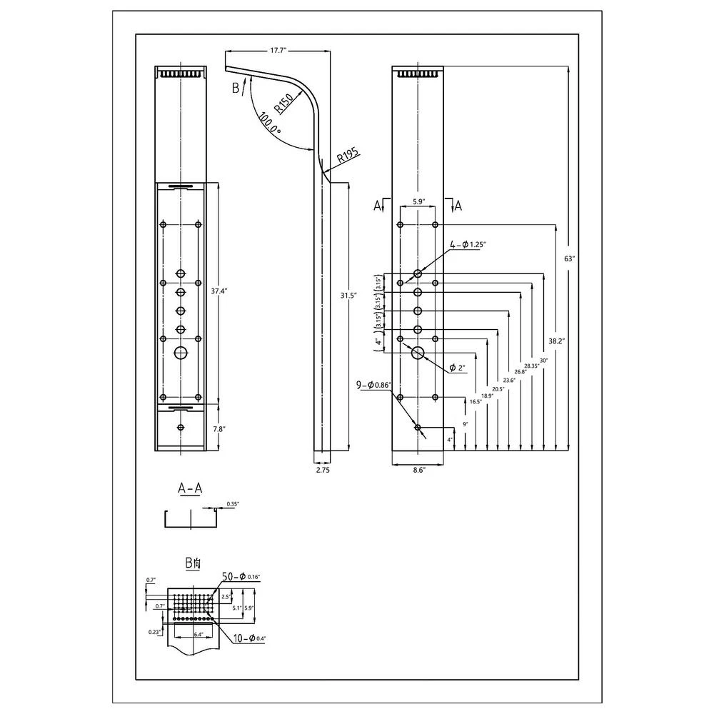 63 In. 8-Jet Shower Panel System In Stainless Steel With Rainfall Waterfall LED Shower Head And Hand Shower Wand 11 63 In. 8-Jet Shower Panel System In Stainless Steel With Rainfall Waterfall LED Shower Head And Hand Shower Wand - Image 9