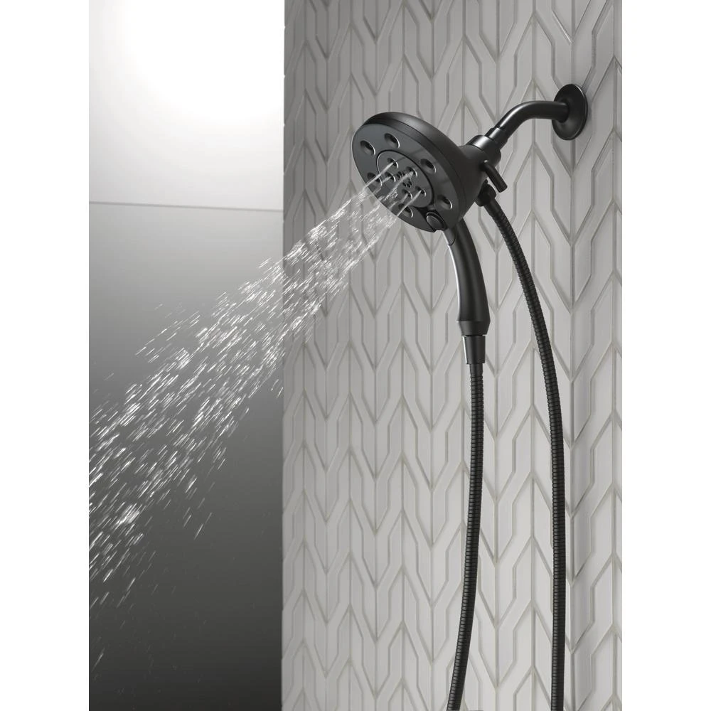 In2ition Two-in-One 4-Spray 3 In. Dual Wall Mount Fixed And Handheld H2Okinetic Shower Head In Matte Black 6 In2ition Two-in-One 4-Spray 3 In. Dual Wall Mount Fixed And Handheld H2Okinetic Shower Head In Matte Black - Image 4