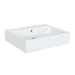 WS Bath Collections Simple 60.50A Wall Mount / Vessel Bathroom Sink In Ceramic White Without Faucet Hole