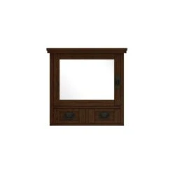 23.5 In. W X 22.75 In. H Framed Rectangular Bathroom Vanity Mirror In Dark Oak