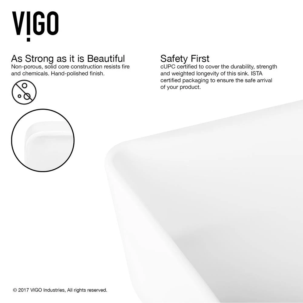 VIGO Marigold Handmade Matte Stone Rectangle Vessel Bathroom Sink In Matte White 8 VIGO Marigold Handmade Matte Stone Rectangle Vessel Bathroom Sink In Matte White - Image 6