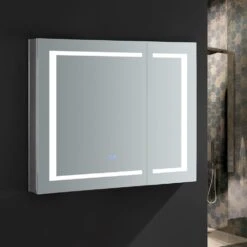 Spazio 36 In. W X 30 In. H Recessed Or Surface Mount Medicine Cabinet With LED Lighting And Mirror Defogger -Valspa Bathroom Shop 29b44c01601dbb574135669fc30ac286 1800x1800