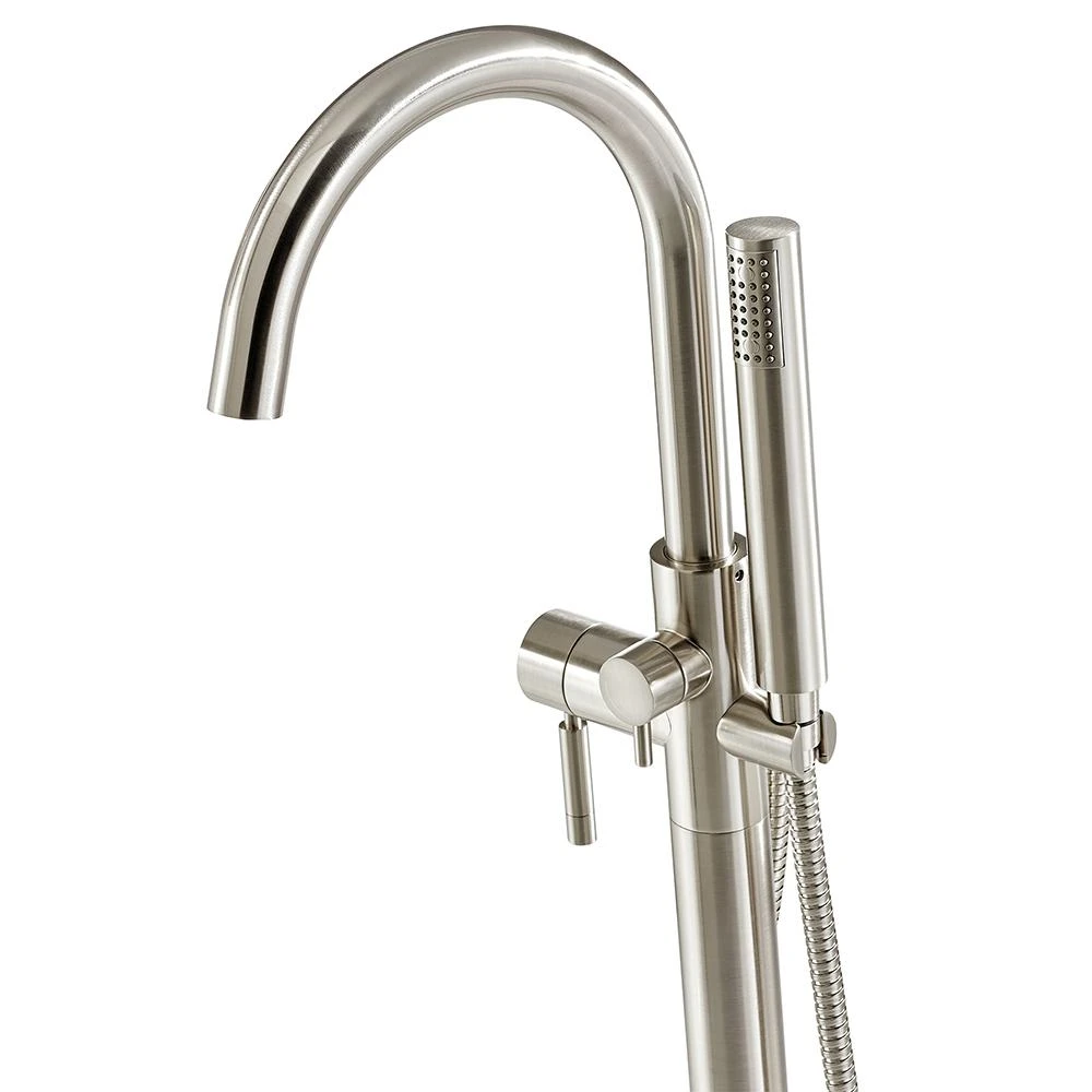 Athena Single-Handle Floor-Mounted Roman Tub Faucet With Hand Shower In Brushed Nickel 10 Athena Single-Handle Floor-Mounted Roman Tub Faucet With Hand Shower In Brushed Nickel - Image 8