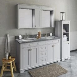 MagickWoods Windermere 17"W X 18"D X 60"H Cloud Gray Linen Cabinet 19 MagickWoods Windermere 17"W X 18"D X 60"H Cloud Gray Linen Cabinet -Valspa Bathroom Shop 30343 scene2rev1 mw 1800x1800