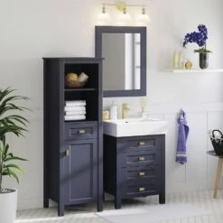 MagickWoods Montgomery 19"W X 18-1/2"D X 60"H Midnight Blue Linen Cabinet 24 MagickWoods Montgomery 19"W X 18-1/2"D X 60"H Midnight Blue Linen Cabinet -Valspa Bathroom Shop 31019 scene2 mw 1800x1800