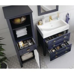 MagickWoods Montgomery 19"W X 18-1/2"D X 60"H Midnight Blue Linen Cabinet 27 MagickWoods Montgomery 19"W X 18-1/2"D X 60"H Midnight Blue Linen Cabinet -Valspa Bathroom Shop 31019 scene5 mw 1800x1800