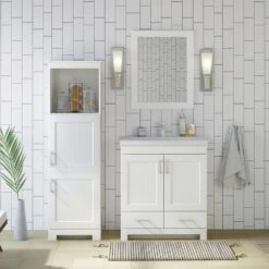 MagickWoods Elements Staverton 18-1/2"W X 15-1/8"D X 60"H White Linen Cabinet -Valspa Bathroom Shop 31037 scene1 mw 1800x1800