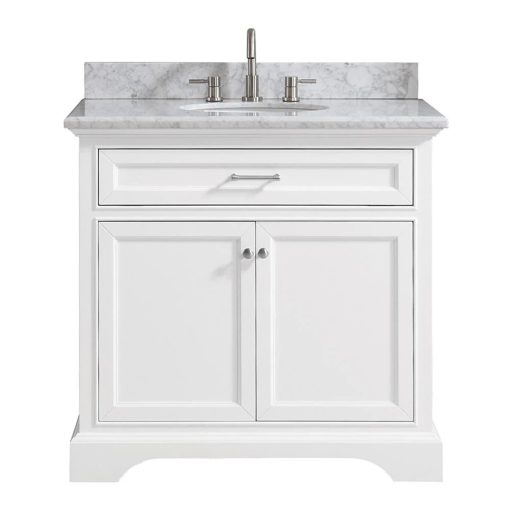 Windlowe 49 In. W X 22 In. D X 35 In. H Bath Vanity In White With Carrera Marble Vanity Top In White With White Sink 14 Windlowe 49 In. W X 22 In. D X 35 In. H Bath Vanity In White With Carrera Marble Vanity Top In White With White Sink - Image 12