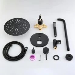 1-Spray Patterns 1.8 GPM 10 In. Dual Shower Head And Handheld Shower Head With Body Spray In Matte Black 12 1-Spray Patterns 1.8 GPM 10 In. Dual Shower Head And Handheld Shower Head With Body Spray In Matte Black -Valspa Bathroom Shop 329f213fd3e26b29a1268190bf699a10 1800x1800