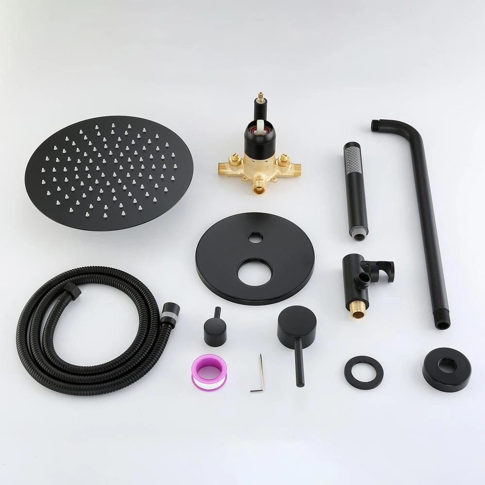 1-Spray Patterns 1.8 GPM 10 In. Dual Shower Head And Handheld Shower Head With Body Spray In Matte Black 5 1-Spray Patterns 1.8 GPM 10 In. Dual Shower Head And Handheld Shower Head With Body Spray In Matte Black - Image 3