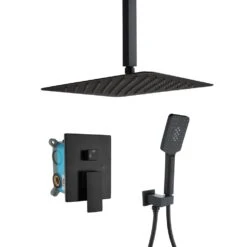 3-Spray With 2.5 GPM 12 In. 2 Functions Tub Ceiling Mount Dual Shower Heads In Spot In Matte Black (Valve Included)