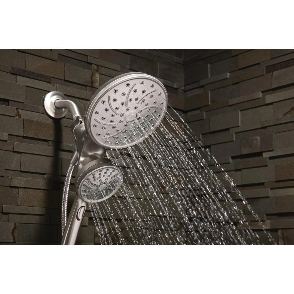 Attract 6-spray 6.75 In. Dual Shower Head And Handheld Shower Head In Spot Resist Brushed Nickel Eco 4 Attract 6-spray 6.75 In. Dual Shower Head And Handheld Shower Head In Spot Resist Brushed Nickel Eco - Image 2