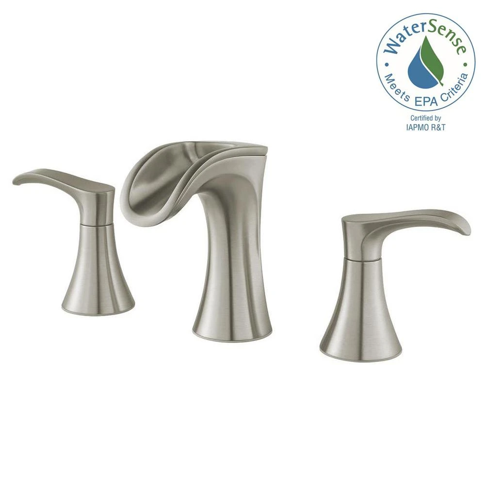 Brea 8 In. Widespread 2-Handle Waterfall Bathroom Faucet In Brushed Nickel 8 Brea 8 In. Widespread 2-Handle Waterfall Bathroom Faucet In Brushed Nickel - Image 6