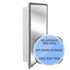 Spacecab 16 In. X 26 In. X 3-1/2 In. Framed Recessed 1-Door Medicine Cabinet With 6-Shelves And Chrome Frame Mirror