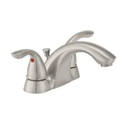 Builders 4 In. Centerset 2-Handle Low-Arc Bathroom Faucet In Brushed Nickel