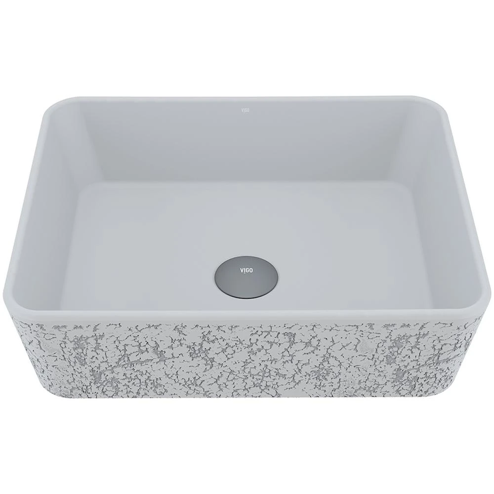 VIGO Marigold Handmade Matte Stone Rectangle Vessel Bathroom Sink In Matte White 13 VIGO Marigold Handmade Matte Stone Rectangle Vessel Bathroom Sink In Matte White - Image 11