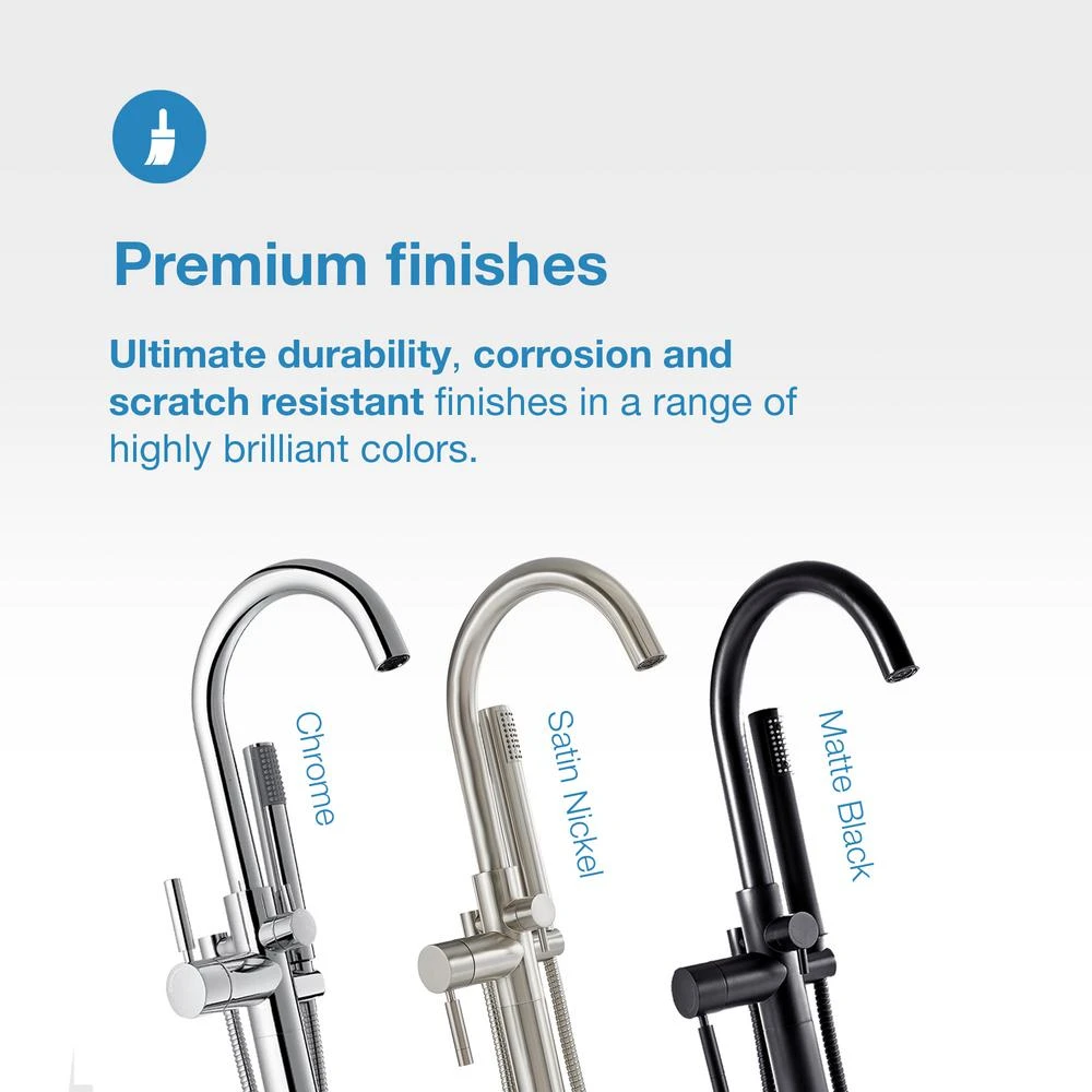 Athena Single-Handle Floor-Mounted Roman Tub Faucet With Hand Shower In Brushed Nickel 6 Athena Single-Handle Floor-Mounted Roman Tub Faucet With Hand Shower In Brushed Nickel - Image 4