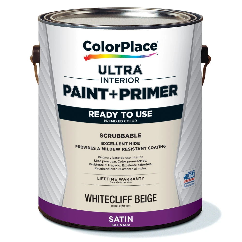 ColorPlace ULTRA Interior Paint & Primer, Whitecliff Beige, Satin, 1 Gallon 3 ColorPlace ULTRA Interior Paint & Primer, Whitecliff Beige, Satin, 1 Gallon