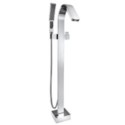 1-Handle Freestanding Floor Mount Roman Tub Faucet Bathtub Filler With Hand Shower In Chrome
