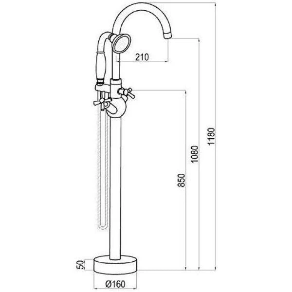48 In. H X 12 In. W Single-Handle Claw Foot Tub Faucet With Hand Shower In Oil Rubbed Bronze 8 48 In. H X 12 In. W Single-Handle Claw Foot Tub Faucet With Hand Shower In Oil Rubbed Bronze - Image 6