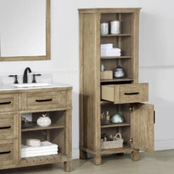 Ove Decors Riverland 22''W X 16"D X 65"H Antique Oak Linen Cabinet -Valspa Bathroom Shop 4838074 P ALT2 1800x1800