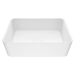 VIGO Marigold Handmade Matte Stone Rectangle Vessel Bathroom Sink In Matte White