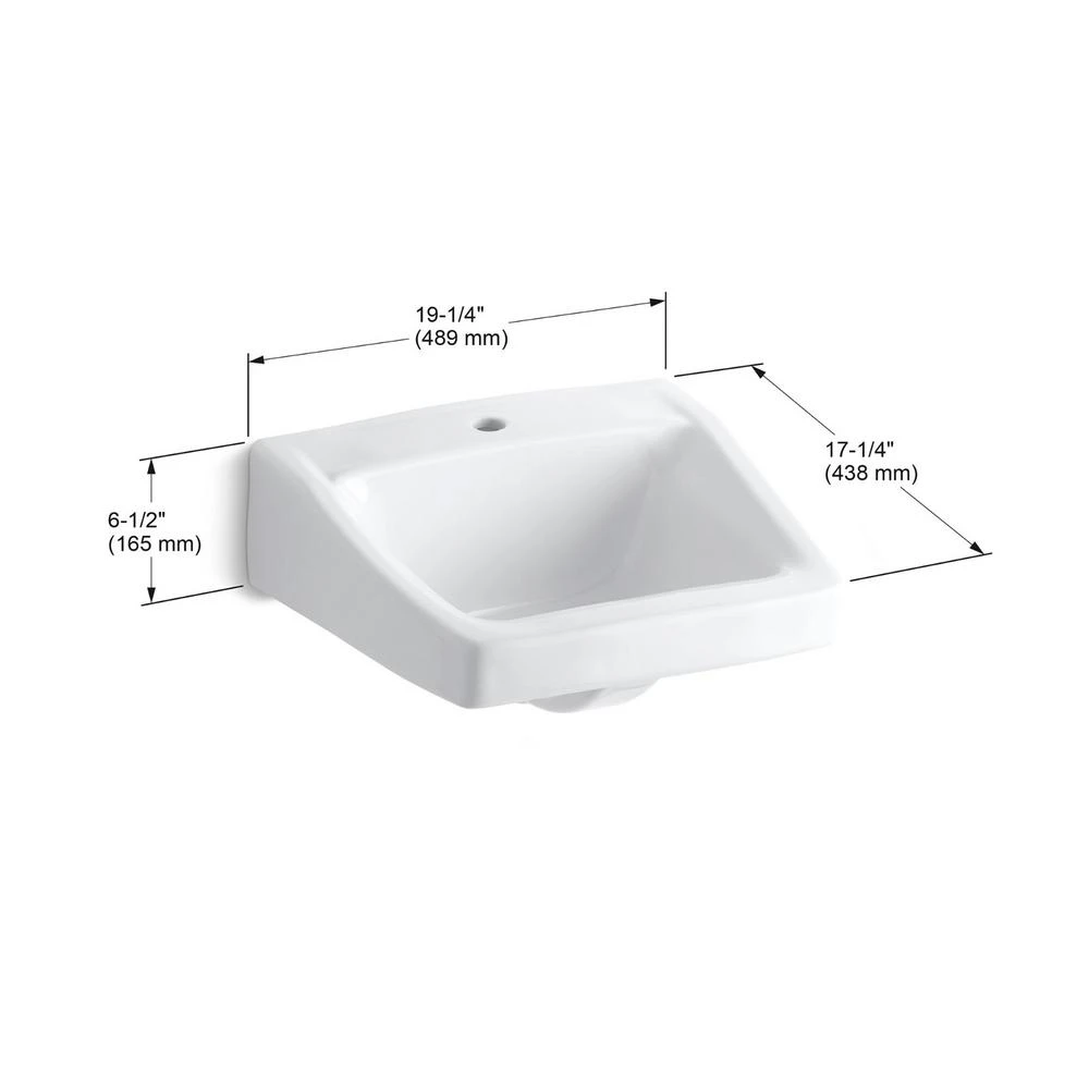 KOHLER Greenwich Wall-Mount Vitreous China Bathroom Sink In White With Overflow Drain 3 KOHLER Greenwich Wall-Mount Vitreous China Bathroom Sink In White With Overflow Drain - Image 2