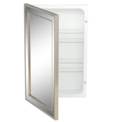 16 In. W X 26 In. H X 5 In. D Framed Single Door Recessed Metro Beaded Bathroom Medicine Cabinet In Silver -Valspa Bathroom Shop 528c49e173343f3fc34f02a927157da8 1800x1800