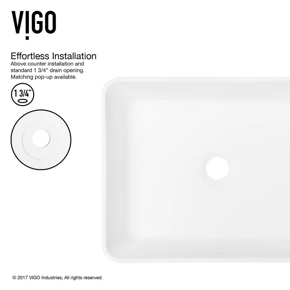 VIGO Marigold Handmade Matte Stone Rectangle Vessel Bathroom Sink In Matte White 7 VIGO Marigold Handmade Matte Stone Rectangle Vessel Bathroom Sink In Matte White - Image 5