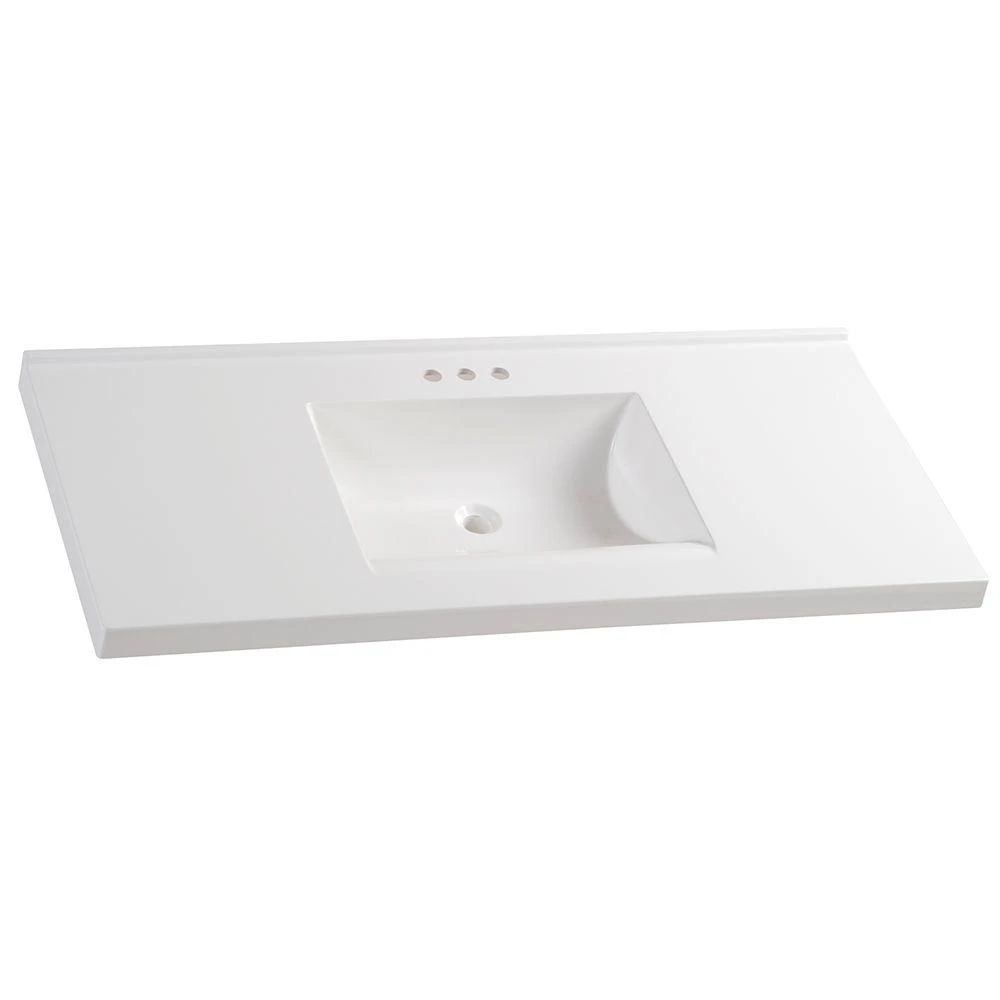 37 In. W X 22 In. D Cultured Marble Vanity Top In White With White Sink 12 37 In. W X 22 In. D Cultured Marble Vanity Top In White With White Sink - Image 10