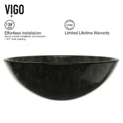 VIGO Gray Handmade Glass Round Vessel Bathroom Sink In Gray Onyx -Valspa Bathroom Shop 65821c862049b0fa7c7099fc68252e95 1800x1800