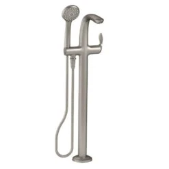 Refinia Single-Handle Claw Foot Tub Faucet Floor Mount Bath Filler With Hand Shower In Vibrant Brushed Nickel
