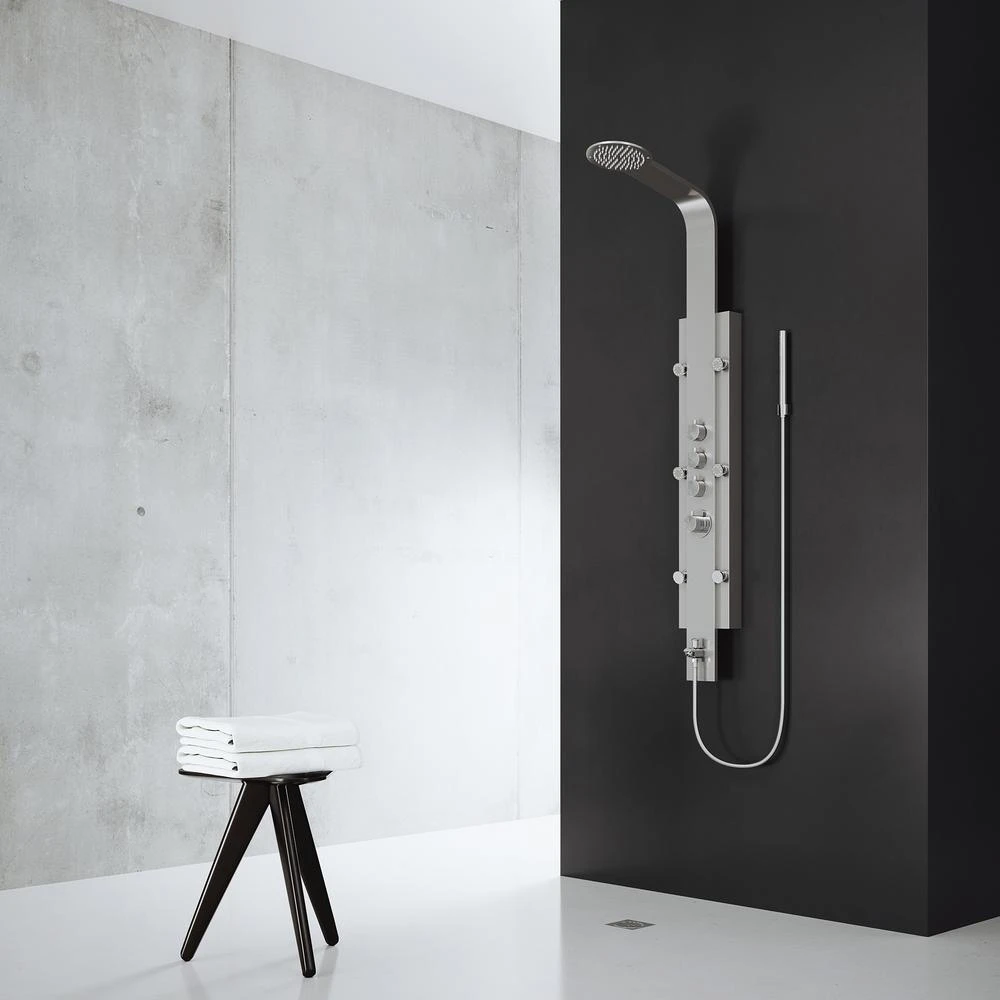 Mateo 59.5 In. 6-Jet High Pressure Shower Panel System With Rainhead Fixed Handheld Dual Shower In Stainless Steel 4 Mateo 59.5 In. 6-Jet High Pressure Shower Panel System With Rainhead Fixed Handheld Dual Shower In Stainless Steel - Image 2