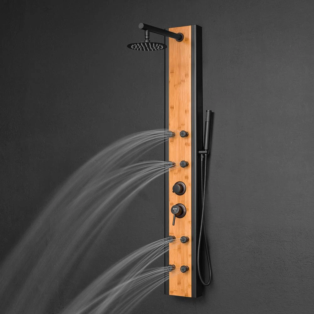 57 In. 8-Jet Multifunction Shower Panel System With Adjustable Rainfall Shower Head And Handheld Shower Head 5 57 In. 8-Jet Multifunction Shower Panel System With Adjustable Rainfall Shower Head And Handheld Shower Head - Image 3