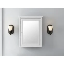 23.82 In. W X 29.50 In. H Framed Rectangular Beveled Edge Bathroom Vanity Mirror In White -Valspa Bathroom Shop 74d054fc1b2114354a70393017ab3551 1800x1800