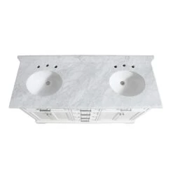 Windlowe 61 In. W X 22 In. D X 35 In. H Bath Vanity In White With Carrera Marble Vanity Top In White With White Sink 16 Windlowe 61 In. W X 22 In. D X 35 In. H Bath Vanity In White With Carrera Marble Vanity Top In White With White Sink -Valspa Bathroom Shop 79cff53c8100fea9dab5c192faeb955b 1800x1800