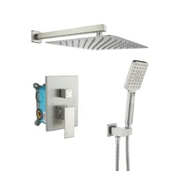 3-Spray With 2.5 GPM 10 In. 2 Functions Tub Wall Mount Dual Shower Heads In Spot In Brushed Nickle (Valve Included)