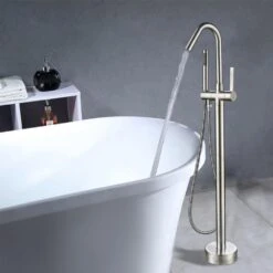 40 In. H X 11 In. W Single-Handle Claw Foot Tub Faucet With Hand Shower In Brushed Nickel 9 40 In. H X 11 In. W Single-Handle Claw Foot Tub Faucet With Hand Shower In Brushed Nickel -Valspa Bathroom Shop 7d3fcc190e8e69397cad6f37f95bd726 1800x1800