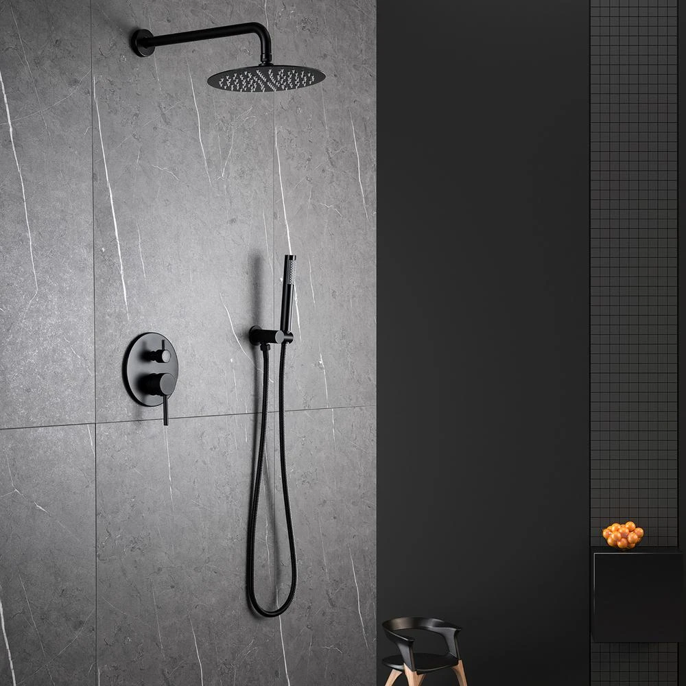 1-Spray Patterns 1.8 GPM 10 In. Dual Shower Head And Handheld Shower Head With Body Spray In Matte Black 10 1-Spray Patterns 1.8 GPM 10 In. Dual Shower Head And Handheld Shower Head With Body Spray In Matte Black - Image 8
