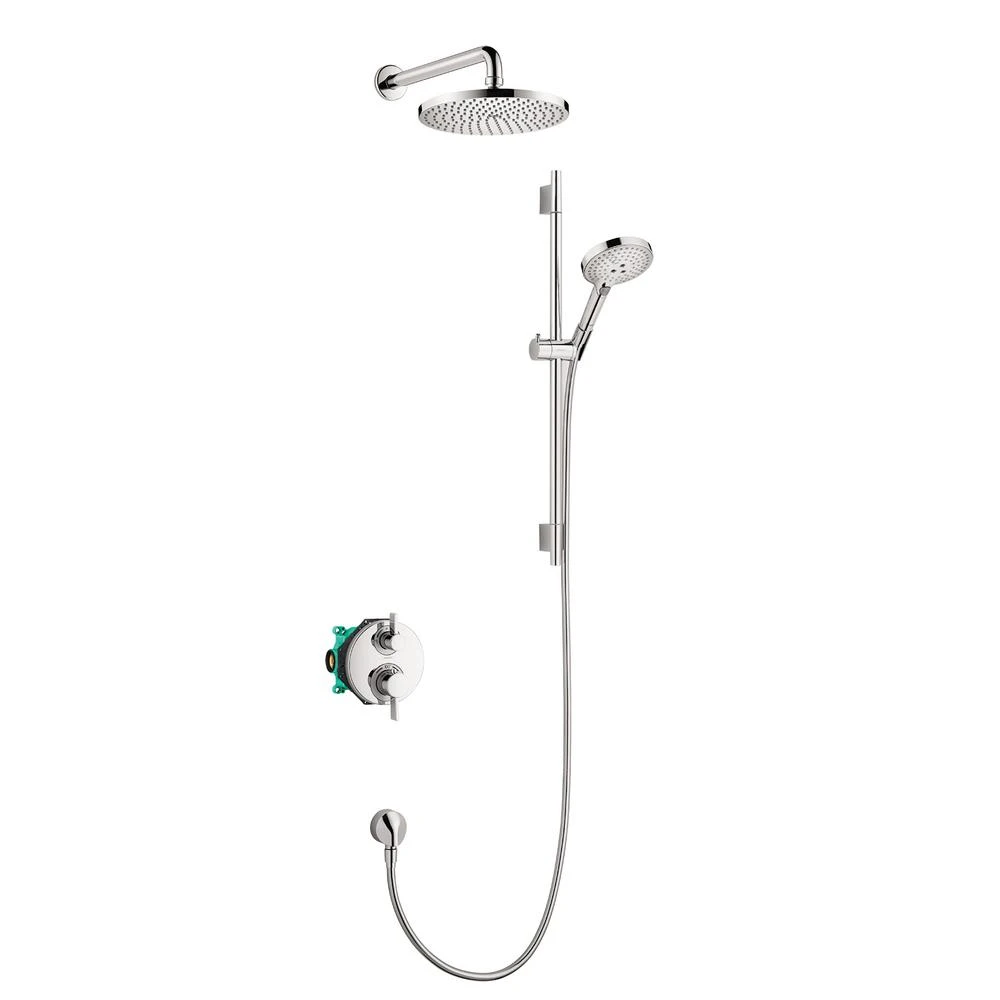 Raindance S 3-Spray Round Showerhead And Wall Bar Set With Valve In Chrome 3 Raindance S 3-Spray Round Showerhead And Wall Bar Set With Valve In Chrome