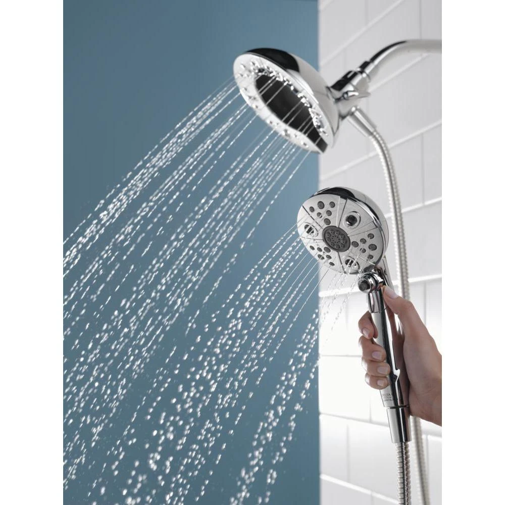 In2ition Two-in-One 5-Spray 6.9 In. Dual Wall Mount Fixed And Handheld H2Okinetic Shower Head In Chrome 4 In2ition Two-in-One 5-Spray 6.9 In. Dual Wall Mount Fixed And Handheld H2Okinetic Shower Head In Chrome - Image 2