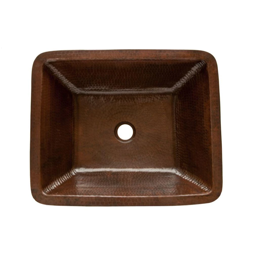Premier Copper Products Rectangle Skirted Hammered Copper Vessel Sink In Oil Rubbed Bronze 8 Premier Copper Products Rectangle Skirted Hammered Copper Vessel Sink In Oil Rubbed Bronze - Image 6