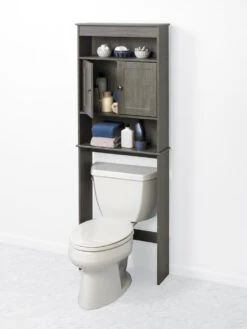 Zenna Home® 23"W X 67"H Driftwood Gray Over-The-Toilet Storage Cabinet 8 Zenna Home® 23"W X 67"H Driftwood Gray Over-The-Toilet Storage Cabinet -Valspa Bathroom Shop 9119GY alt2 1800x1800