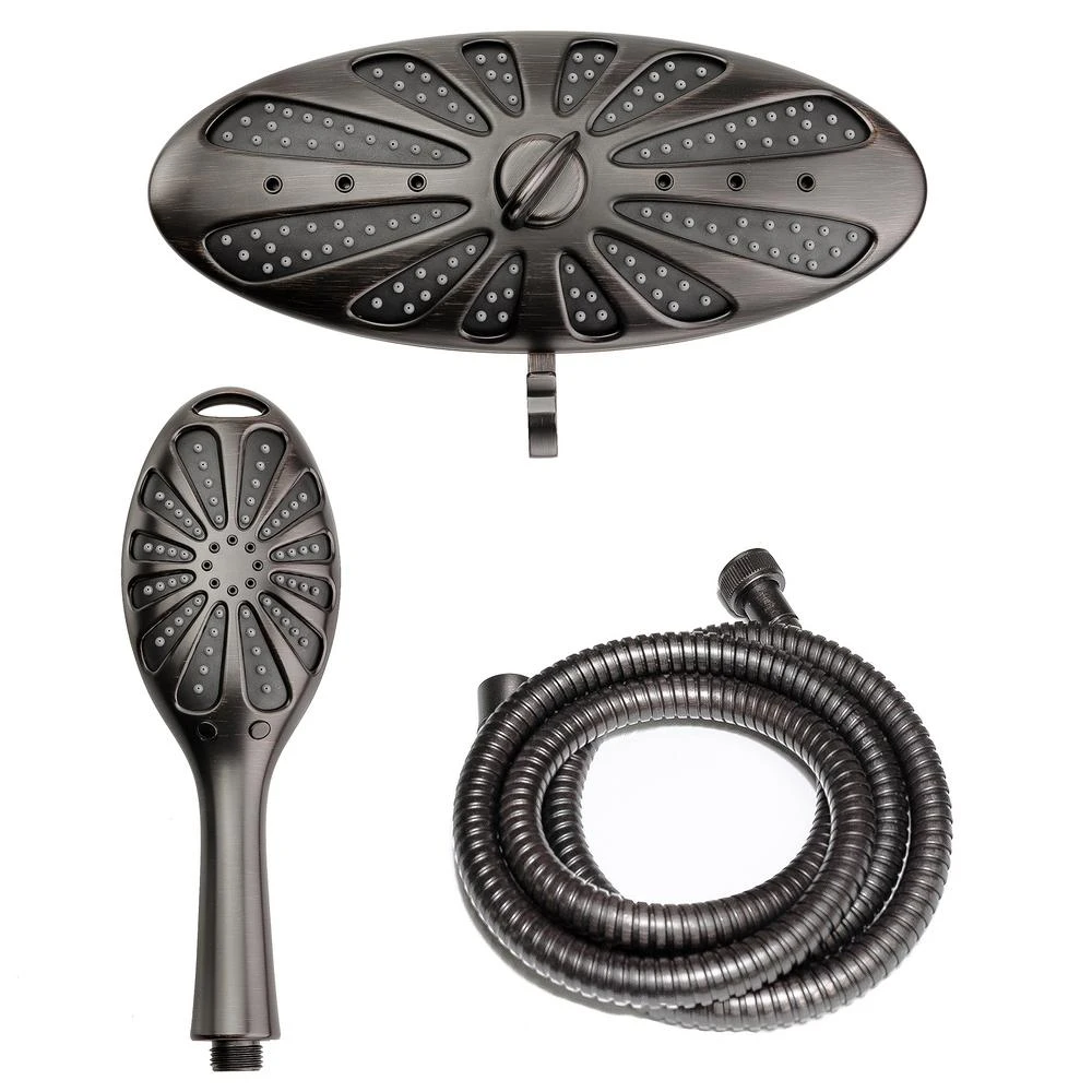 4-Spray 11 In. Oval Dual Showerhead And Handheld Showerhead In Oil-Rubbed Bronze 4 4-Spray 11 In. Oval Dual Showerhead And Handheld Showerhead In Oil-Rubbed Bronze - Image 2