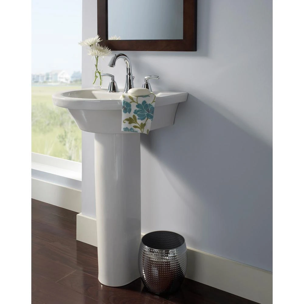 American Standard Tropic Petite 21 In. Center Pedestal Sink Basin With 8 In. Faucet Centers In White 4 American Standard Tropic Petite 21 In. Center Pedestal Sink Basin With 8 In. Faucet Centers In White - Image 2